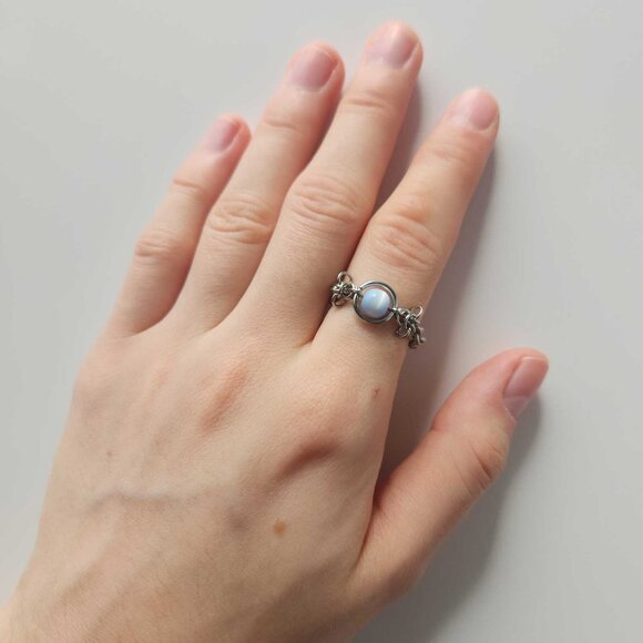 Medieval whimsical blue and silver ring ✦ size 7 ✦ - Picture 7 of 7